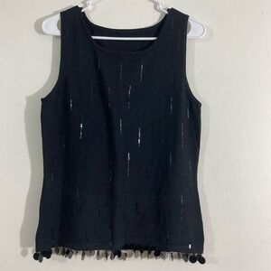 Unbranded  Women's M Black Sleeveless Knit Tank Top Sequin Embellished